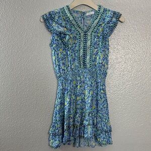 Poupette St. Barth Blue and Yellow Patterned Dress